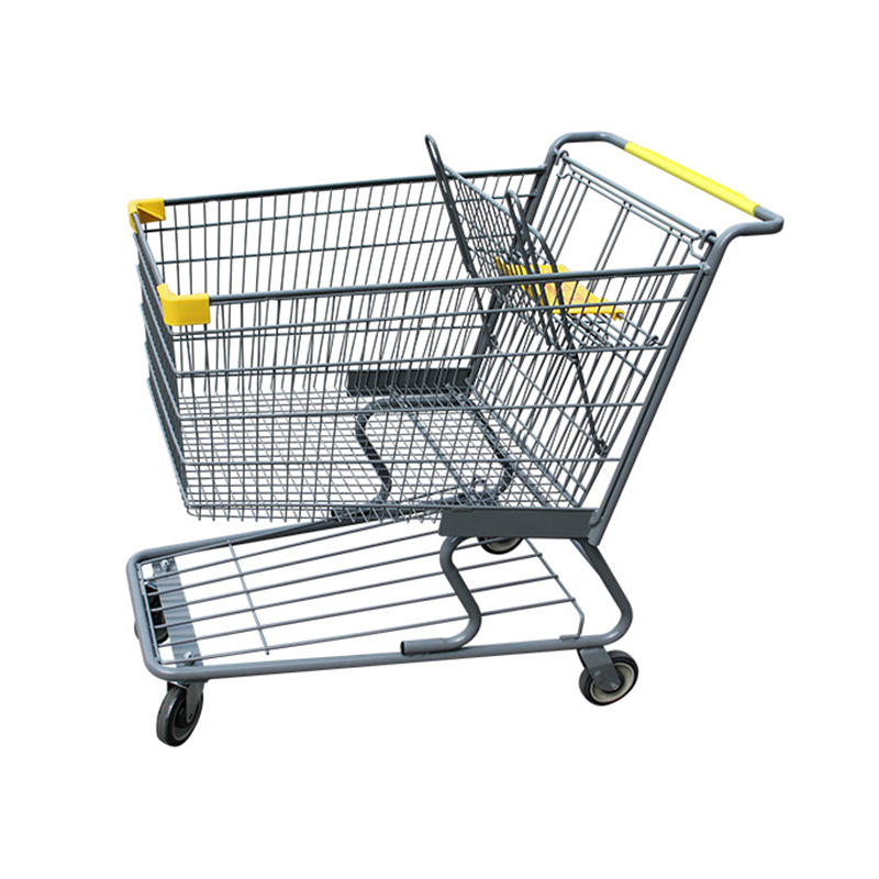 Carrito de compras de supermercado de doble nivel y alta capacidad