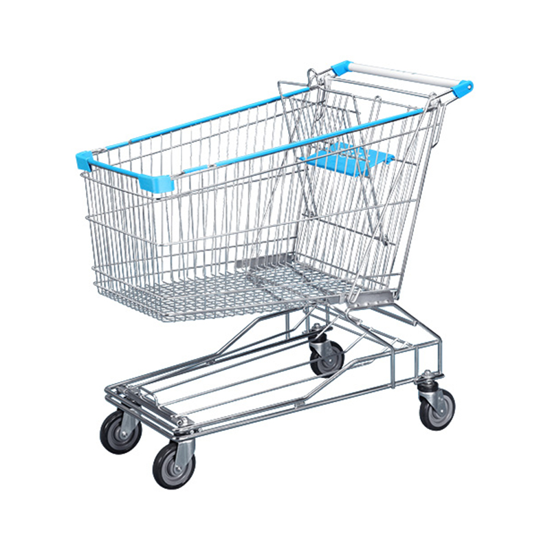 Carrito de compras de supermercado de doble nivel — Alta capacidad con ruedas giratorias silenciosas