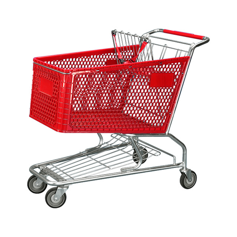 Carrito de compras con cesta de plástico — ruedas giratorias silenciosas y de gran capacidad